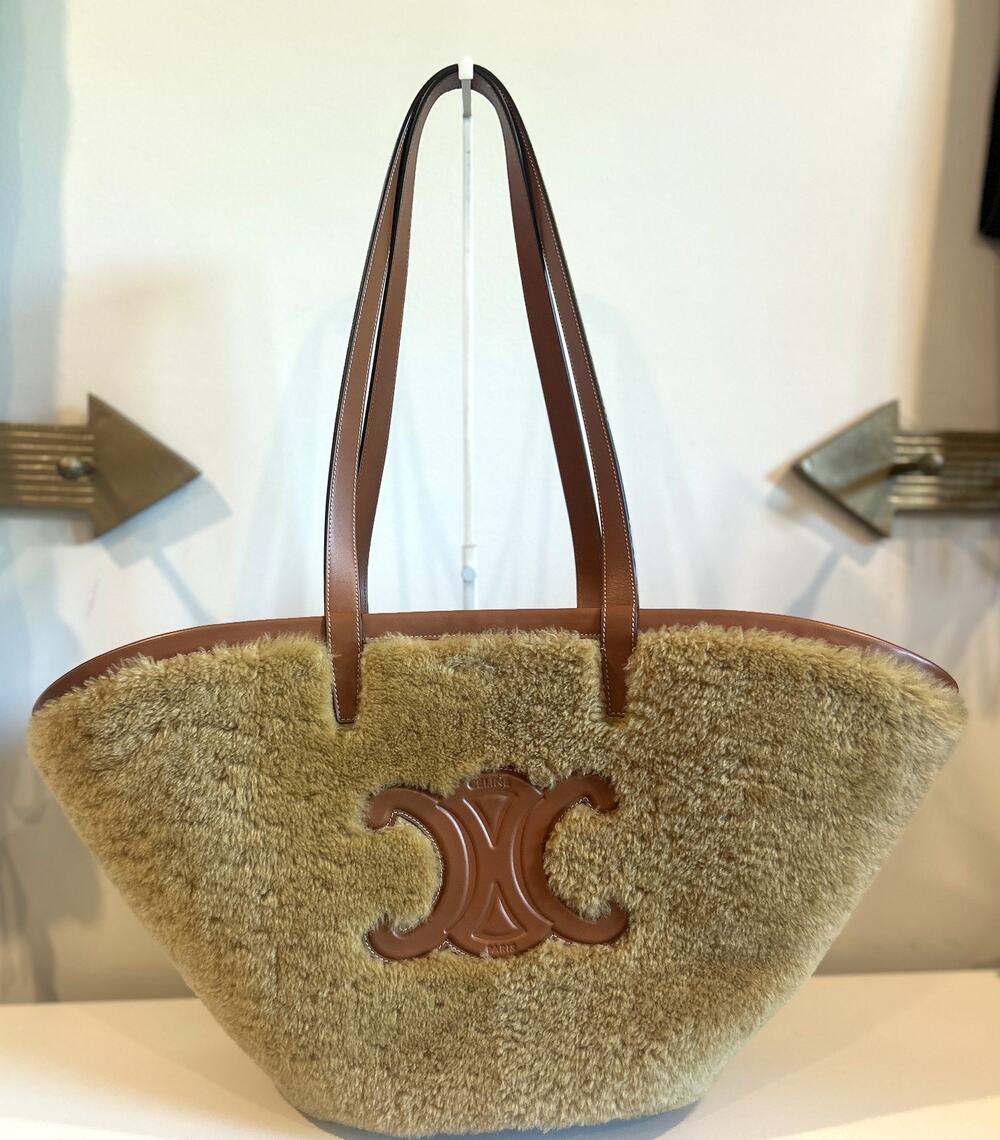 Celine Triomphe Couffin in Shearling, Large with dust bag